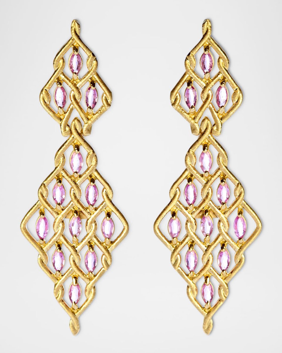 Ambition 18K Yellow Gold Earrings with Marquise Pink Sapphires